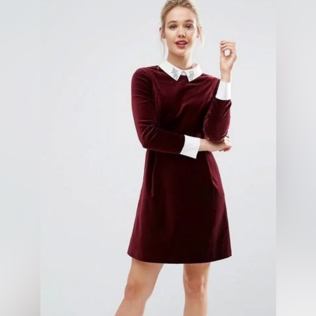 Bonpoint Burgundy Long Sleeve Dress